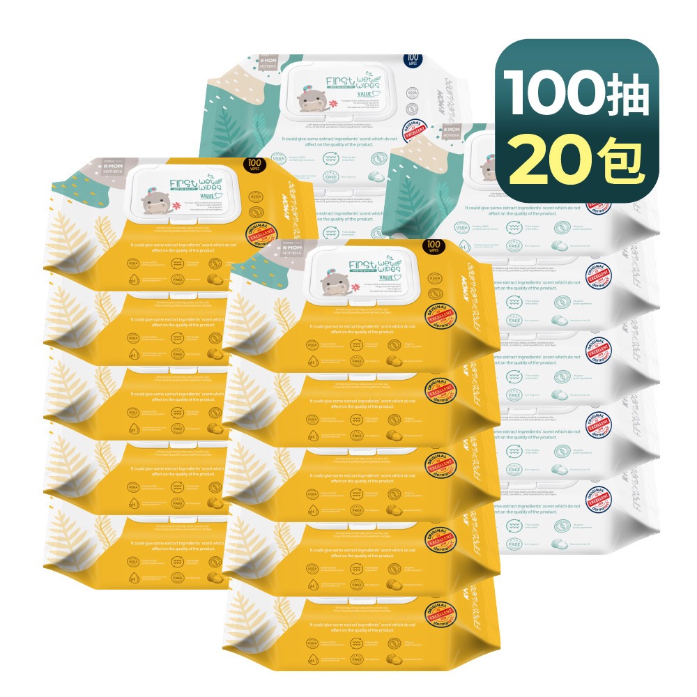 【MOTHER-K】★自然純淨嬰幼兒濕紙巾-掀蓋柔花款100抽 20組入